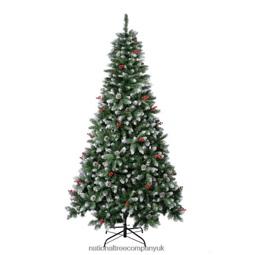 Trees | National Tree Company First Frosted Traditions Christmas Tree with Hinged Branches Pinecones and Red Berries 75 ft F2L4F95